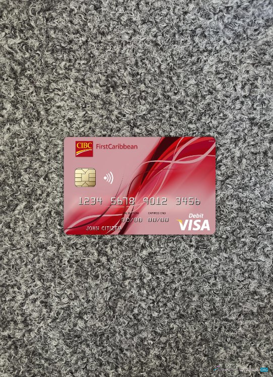 Download Bahamas FirstCaribbean International bank visa card photolook front Photoshop template